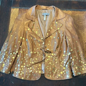 Antiqued Tan goat leather tie jacket from Polli says